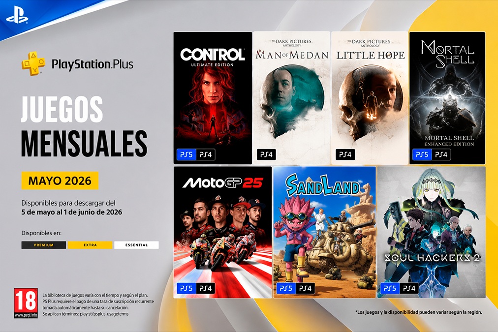 PS Plus mayo 2026: juegos gratis y salidas del catálogo