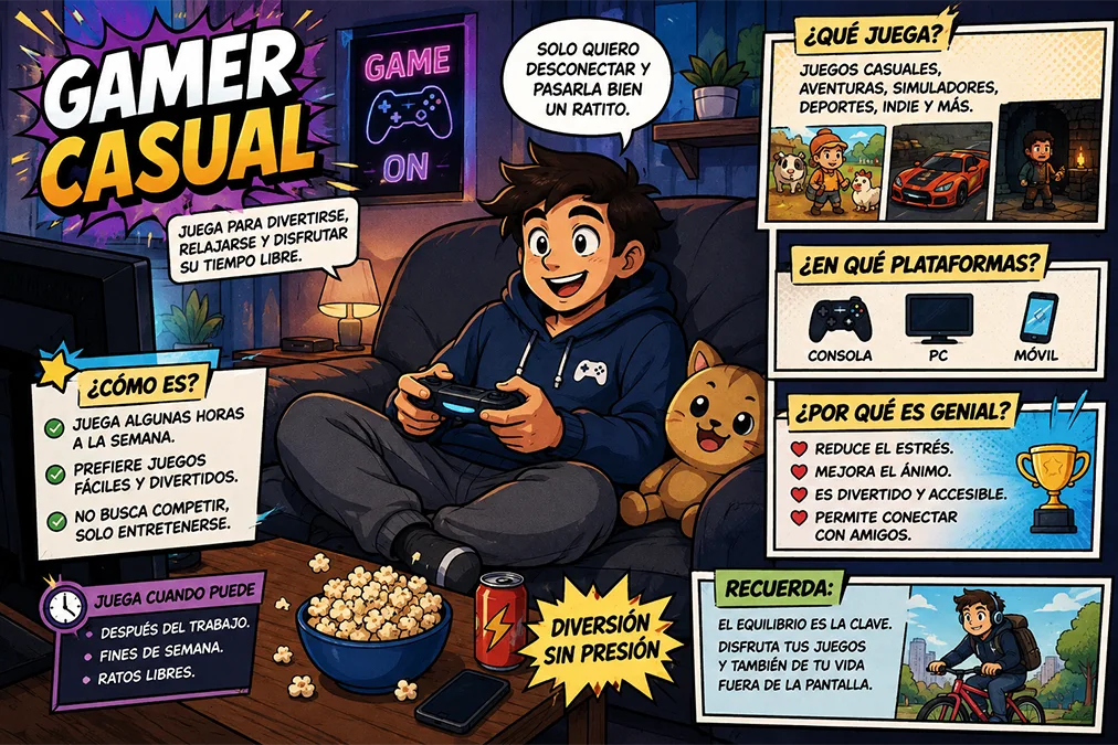 Tipos de gamers: perfiles, riesgos y juego saludable